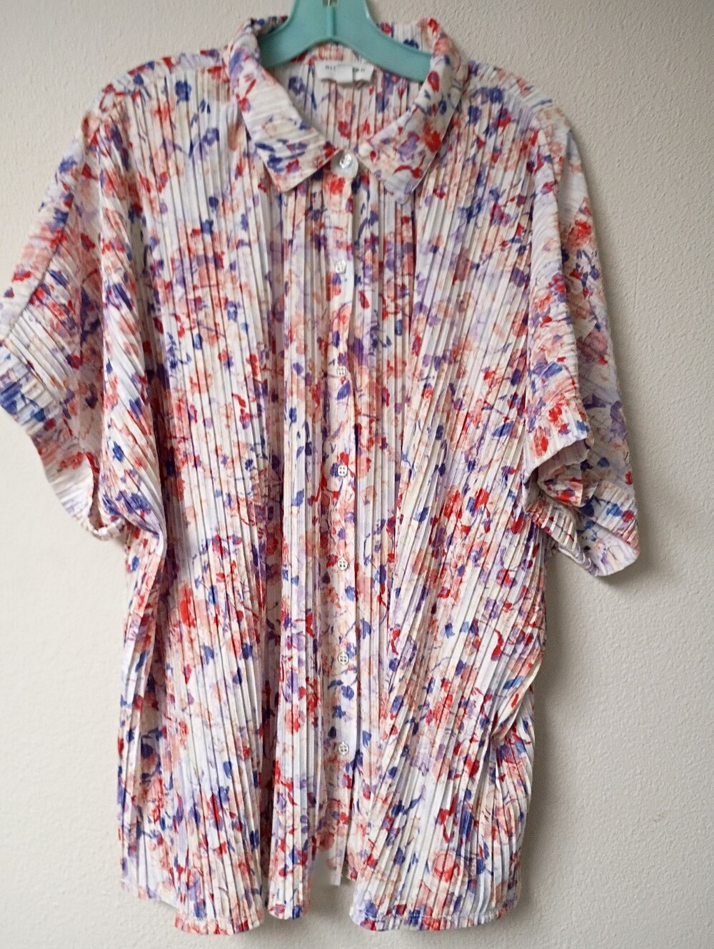 Rio & Rain Women's Short-Sleeve Button-Up Shirt With  Floral Print
